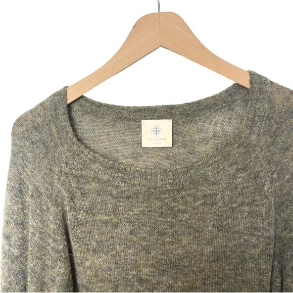 Faded Cloth Peru Baby Alpaca Knit Boatneck Gray Pullover Sweater Medium - Picture 6 of 10